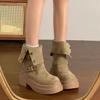 Fashion Women's Long Boots Fashion Platform Height Increasing Outdoor Knight Boots  Spring Autumn New Retro Belt Buckle Women Shoes