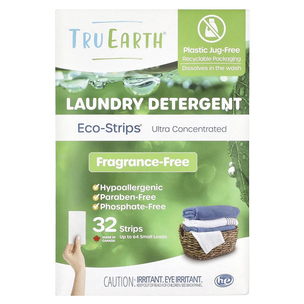 Eco-Strips® Laundry Detergent, Concentrated, Fragrance Free, 32 Strips