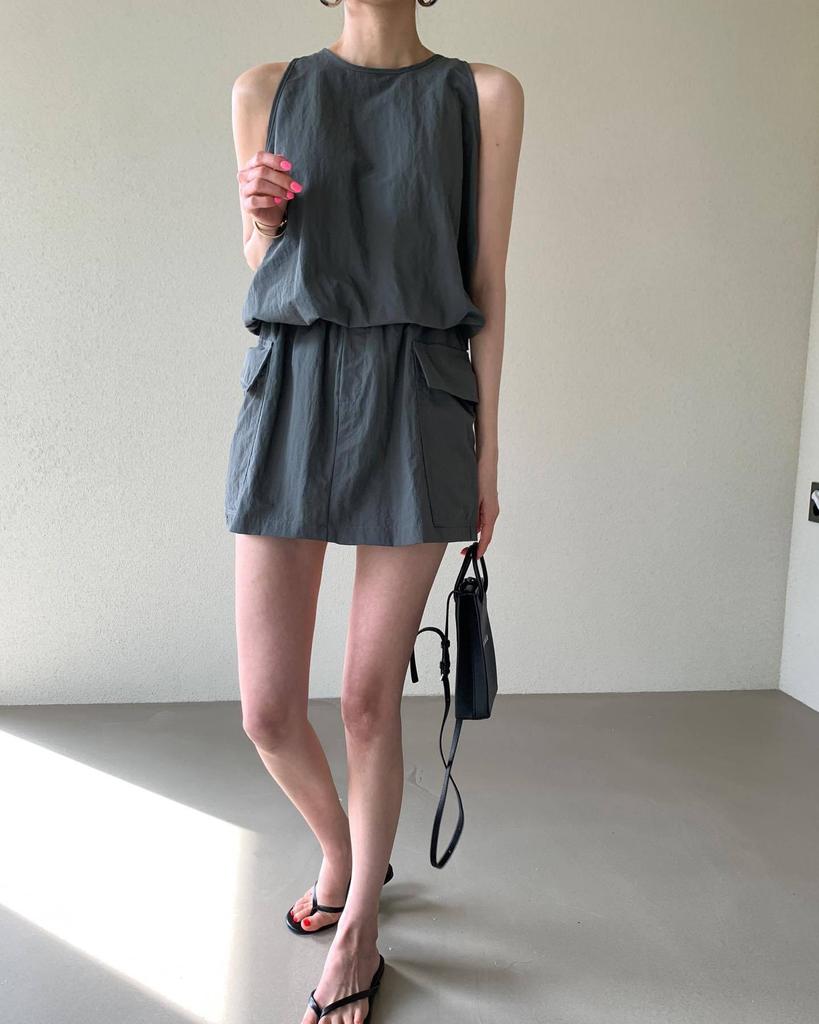 2025 Korean Summer Sleeveless Tank & Wide Leg Shorts Skirt Set