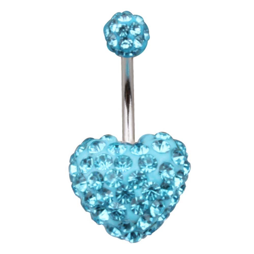 Heart-shaped Crystal Stainless Steel Umbilical Ring Navel Piercing Body Piercing Belly Button Rings