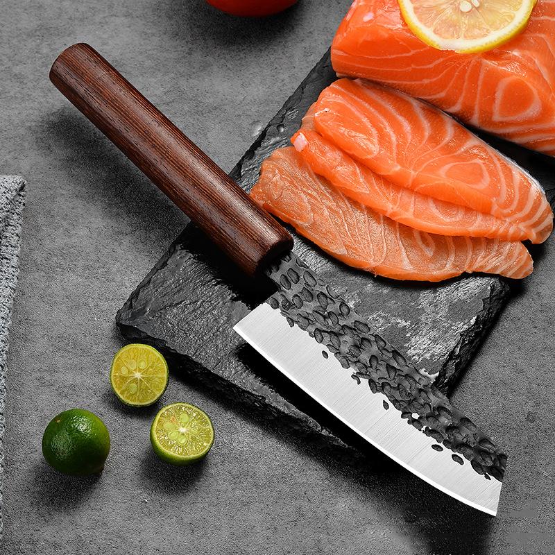 Forging Stainless Steel Chef Knife Wood Handle Cleaver Slicer Peeling Fruit Knife Sushi Fish Raw Cutter Kitchen Cooking Knives