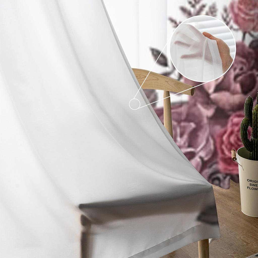 Темно-красные и бордовые розы, прозрачные шторы для гостиной, окна, прозрачная вуаль, тюлевая занавеска, шторы для спальни, домашний декор