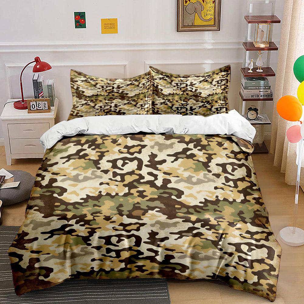 Camouflage with earthy tones. Bedding sets Duvet cover sets Duvet covers Pillowcases(1 * Duvet Cover 2 * Pillowcases without duvet insert)