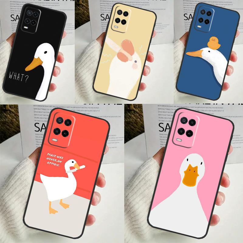 Cartoon Funny Goose For OPPO A17 A77 A58 A78 A98 A15 A5 A9 A96 A76 A16 A54 A74 A94 A52 A72 A79 A57S A53S Case