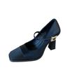 Fashion Ladies Shoes 2025 Spring Shallow Women's High Heels Fashion Buckle Strap Dress Pumps Square Toe Solid Heels Women Zapatos Mujer