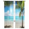Beach Sky Clouds Coconut Trees Sea Landscape Curtains Tulle For Living Room Bedroom Kitchen Chiffon Sheer Window Treatment Decor