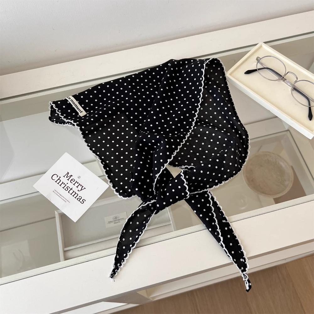 Temperament Sweet Polka Dot Headband Korean Thin Fresh Small Scarf Turban Striped Triangular Hair Band Girls