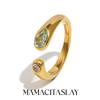 MamacitaSlay Нержавеющая сталь 316L Многоцветный циркон Открытое кольцо Покрытие 18 карат Золотом Водонепроницаемые украшения Женское минималистичное кольцо Подарок