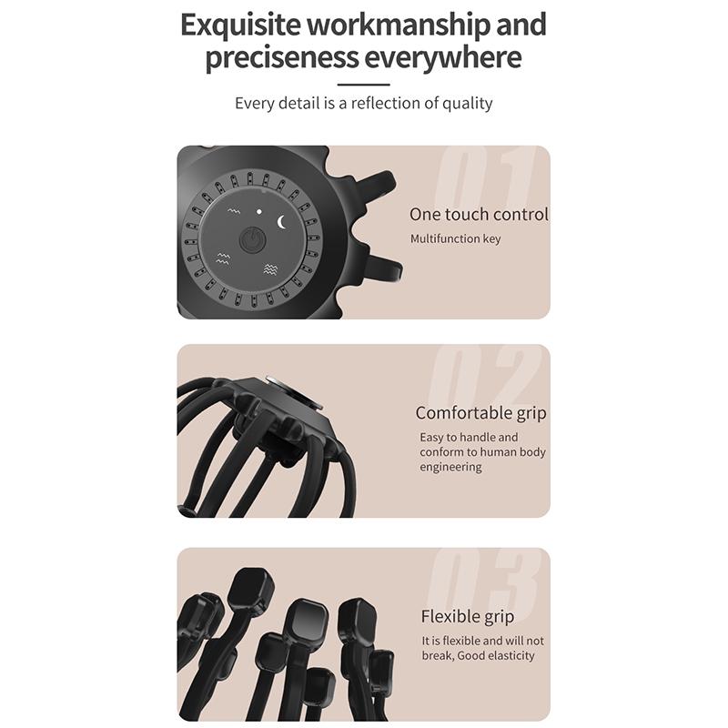 Электрический массажер для головы, скребок для головы, Bluetooth, музыкальная вибрация, массаж головы осьминога для расслабления и снятия стресса, лучший сон