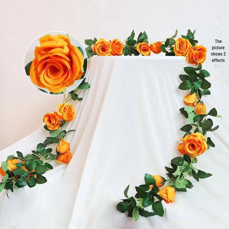 Artificial Rose Vine for Living Room Decoration, Air Duct Cover, Plastic Flower Garland