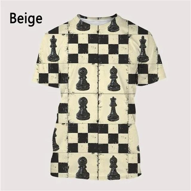 Интересная футболка с 3D принтом шахматного узора, мужские повседневные футболки с короткими рукавами и круглым вырезом для шахматной доски, футболки большого размера