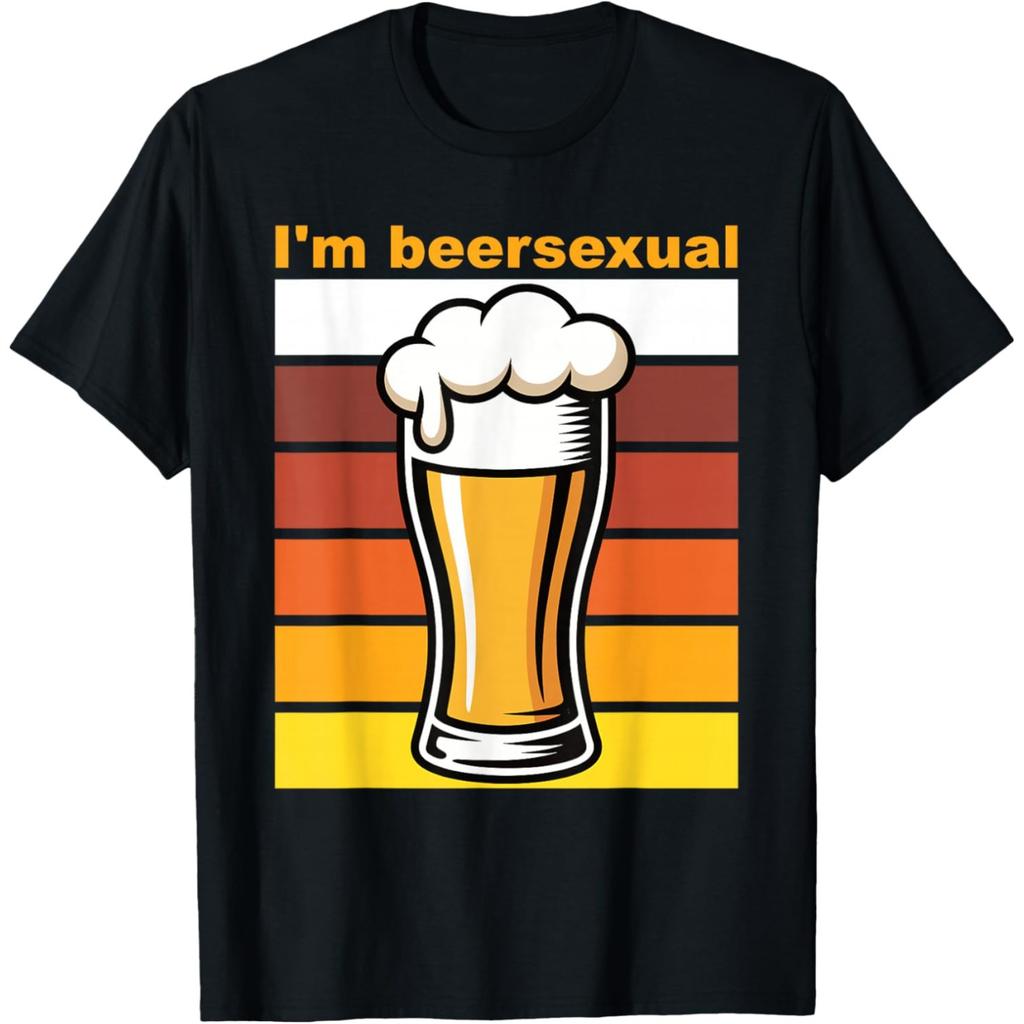 Im Beersexual Funny Retro Beer Lovers Beer Drinking T Shirts Unisex Cotton Humor Streetwear Tee Short Sleeve Unisex Loose Clothing
