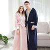 Мужской и женский утолщенный фланелевый халат с капюшоном - осенне-зимний коралловый флис