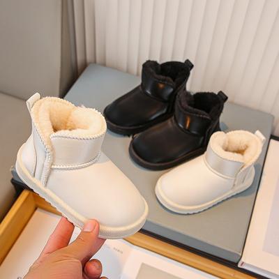 Детская осенне-зимняя мягкая теплая хлопковая обувь, однотонные зимние ботинки с мягкой подошвой для девочек, детская обувь маленьких и больших размеров