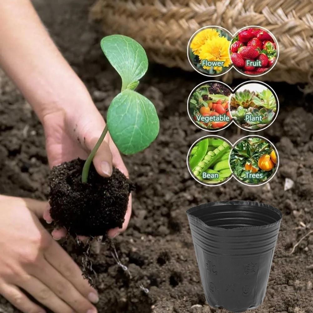 500pcs/set New Disposable Plant Propagation Pots Plastic Black Seedling Cup Plant Nutrition Cups Garden Tools