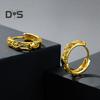 1 Pair Unisex Huggie Earrings Hollow Out Dragon Emboss Polished Golden Round Hoop Earrings Adult Ear Jewelry for Club Party