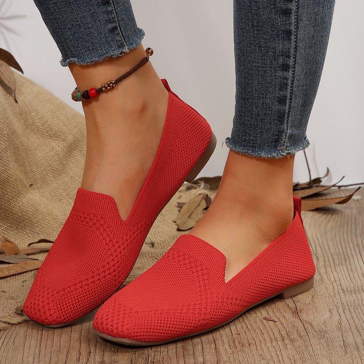 Большие размеры Lazy One Foot Stirrup Casual Shoes, квадратный носок, плоская подошва, ажурное переплетение, однотонные туфли