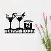 Stylish Metal Happy Hour Bar Sign: Iron Art Wall Decor for Home & Drinking Room. Chic Room Accent.Stylish Room Decoration.