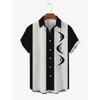 Мужская гавайская рубашка с короткими рукавами, повседневный этнический стиль, полосатый принт, ретро, лацкан, расстегнутая пуговица, пляжный топ