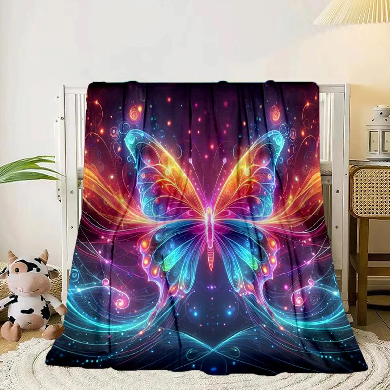 Neon Butterfly Dreamscape Blanket Flannel Blanket Throw Blanket Sofa Cover Blanket Soft Premium Blanket Picnic Blanket Tv Blanket Gifts