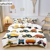 Пододеяльник с изображением машинки из мультфильма для мальчиков, комплект постельного белья, строительная техника, покрывало для одеяла, детская мультяшная техника, грузовик, мягкий полиэстеровый декор