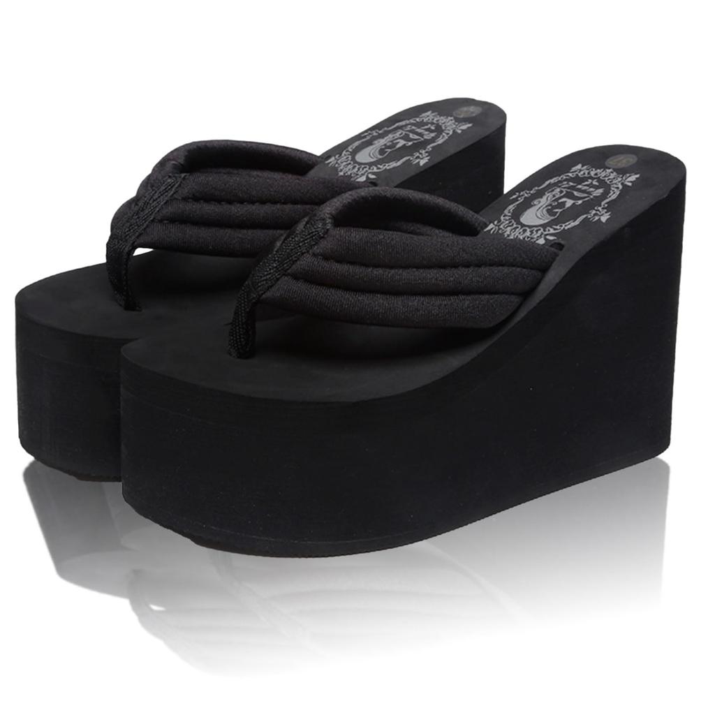 Пляжные толстые супер красивые танкетки, снижающие усталость, улучшенное сцепление и легкая ходьба [Прозрачные] сандалии, подошва, 11 см, ноги, подошва, простые, устойчивые, (Черный, 36,