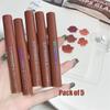 Five Chocolate Color Lip Glaze Set Matte Matte Non-fading Lipstick Suitable for Female Students
