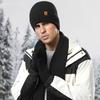 3Pcs/Set Men Hat Scarf Gloves Set Plush Ball Hat Cold Protection Scarf Touchscreen Gloves Set Ski Cycling Gear