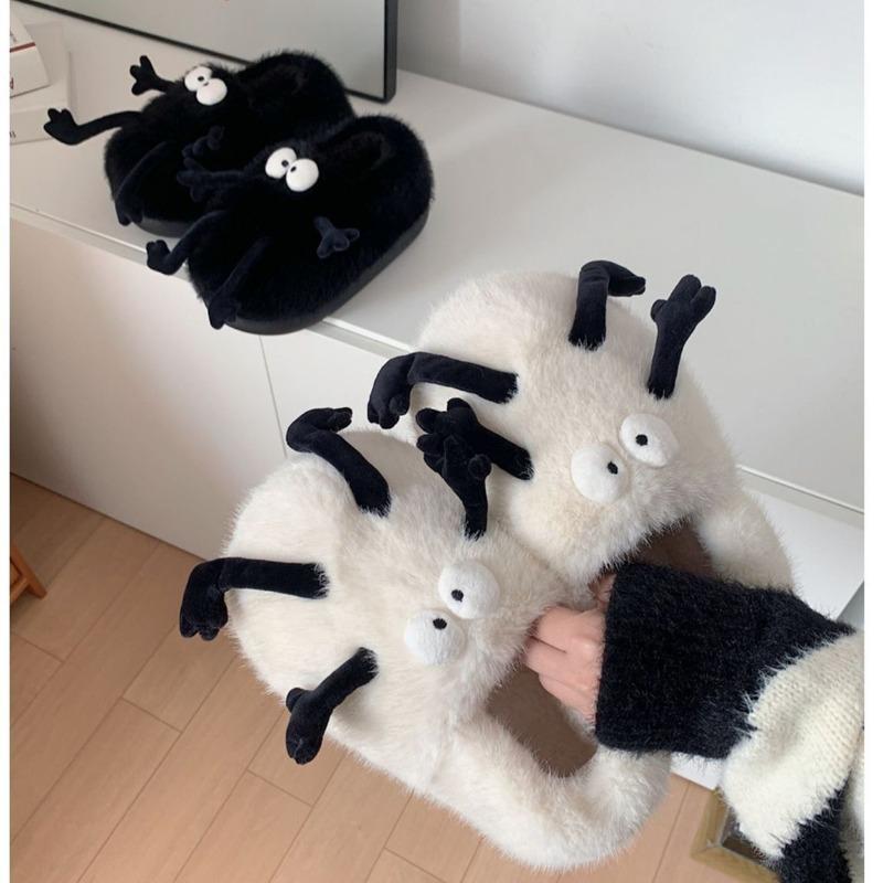 Creative Funny Bag with Small Briquettes Fluffy Shoes Couple Home Warm Non-slip Piled Thick-soled Cotton Slippers Men and Women Winter