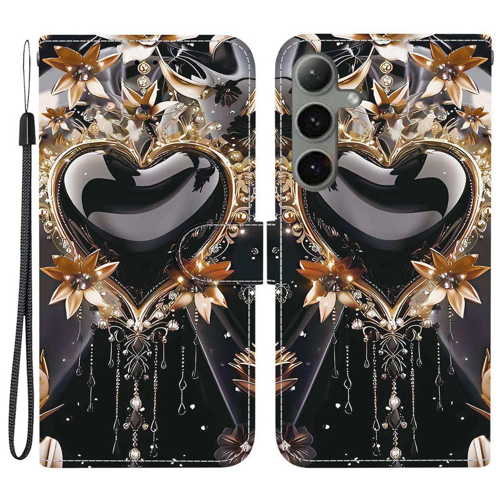 For Samsung Galaxy S25+/S24+ Wallet Case Pattern Printing Leather Stand Phone Cover with Strap