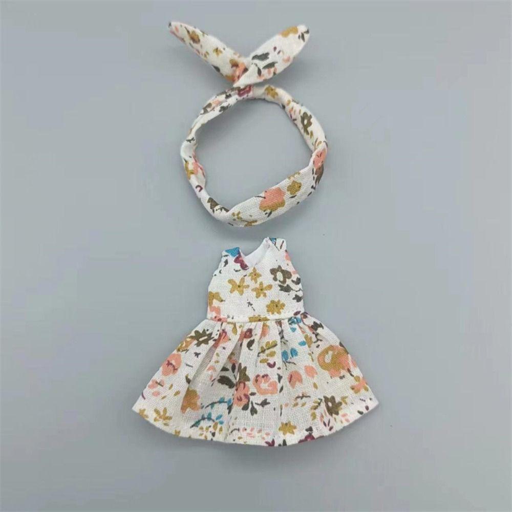 Accessories Printed Dresses Fashion Dolls Tops New Doll Retro Skirt  For 1/11 OB11 Dolls/1/12 BJD