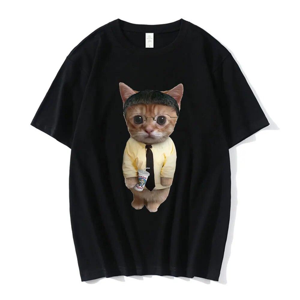 El Gato Meme Sad Crying Cat Munchkin Kitty Meme Модная футболка с рисунком Модные футболки с короткими рукавами Унисекс Негабаритная уличная одежда
