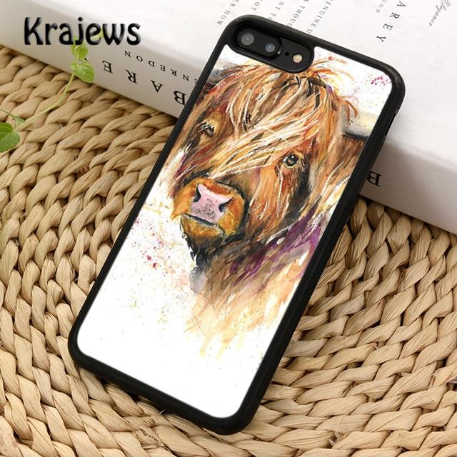 Krajews Animal cattle cow watercolor painting Phone Case For iPhone 17 Air 16 15 14 plus 11 12 13 pro max coque
