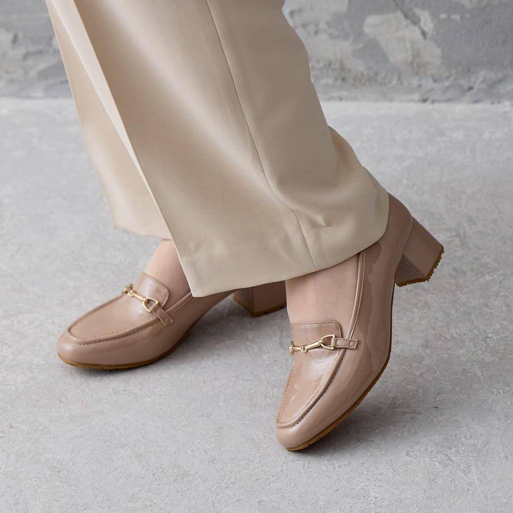 Водостойкие лоферы Himiko с каблуком и перемычкой для дождливой погоды / 644103 Бежевый 225