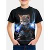 Children's Clothing Boys Cat Lightning 2024 Kids Clothes Short Sleeve Top Shirts Child T-shirt Tops T-shirty Korean Boy Spring