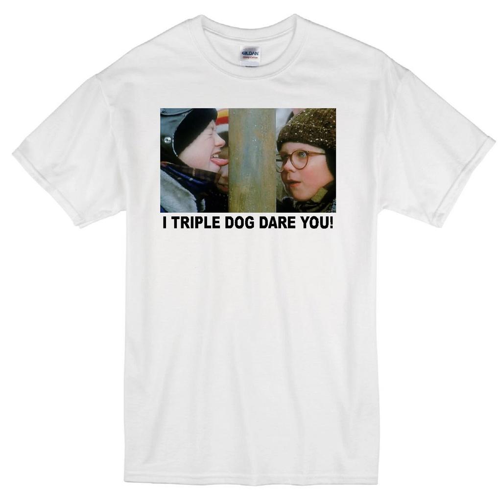 FLICK RALPHIE "TRIPLE DOG DARE" CHRISTMAS STORY TONGUE MOVIE WHITE T-shirt Tops Tees Unisex