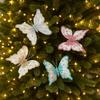 Glitter Christmas Butterflies Ornaments with Clip Simulation Butterfly Decoration Holiday Decor