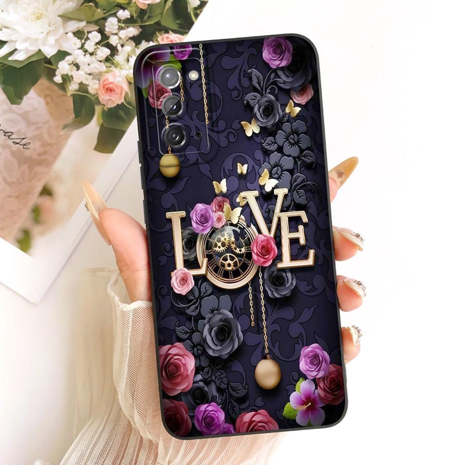 Для Samsung Galaxy S20 S20+ S20FE Милый Чехол-Телефон с Кошкой и Цветами Для Samsung S 20 S20 FE 4G 5G Ударопрочный Мягкий Силиконовый Бампер
