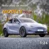 Игрушечная машинка Tesla Model Y из сплава в масштабе 1/24 со звуком открывания двери, огнями и функцией инерционного движения для детей