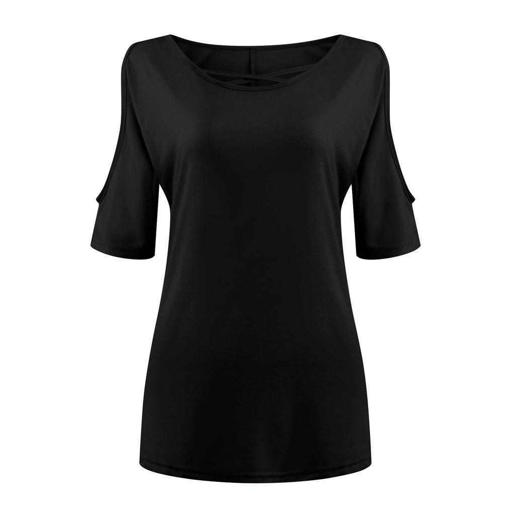 Ladies Off Shoulder Tops Summer Basic Casual T-shirts