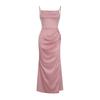 Women's Satin Bodycon Dress Spaghetti Strap Side Slip Long Dress Cowl Neck Sexy Club Midi Dresses for Evening Birthday Party Weddings