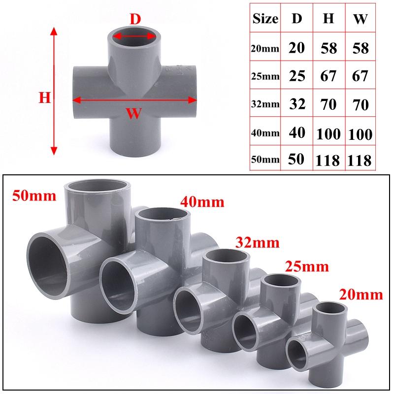2Pcs 20~50mm PVC Pipe Connector Garden Irrigation Grey Ball Valve Aquarium Direct Tee Elbow Union Joint Pipe Clamp Cross Joint