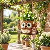 Hanging Flower Pot Decorative Owl Flowerpot Resin Swing Succulents Planter Cute Parent-child Garden Decor Planter with Hemp Rope for Indoor Outdoor