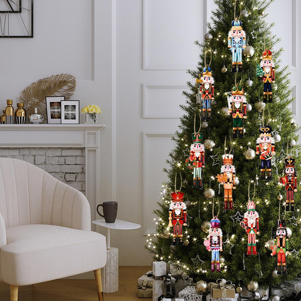 12 шт. Рождественский Щелкунчик, солдат, деревянная подвеска, рождественская елка, подвесное украшение, украшение Навидад для дома, подарок на Новый год