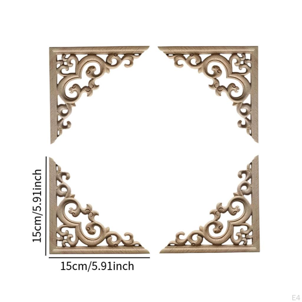 4 шт. Резные угловые накладки, аппликации, неокрашенная рамка, шкаф, наклейка для гардероба, дерево