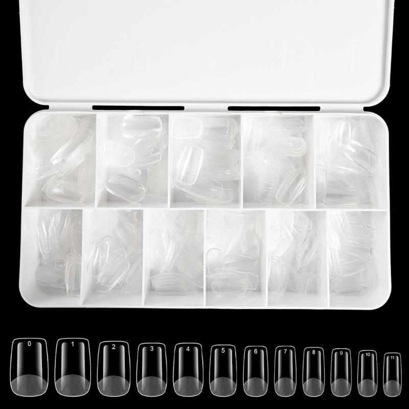 Средние миндалевидные гелевые типсы для ногтей 550 шт. Предварительно матированные прозрачные накладные ногти для профессионального и начинающего использования