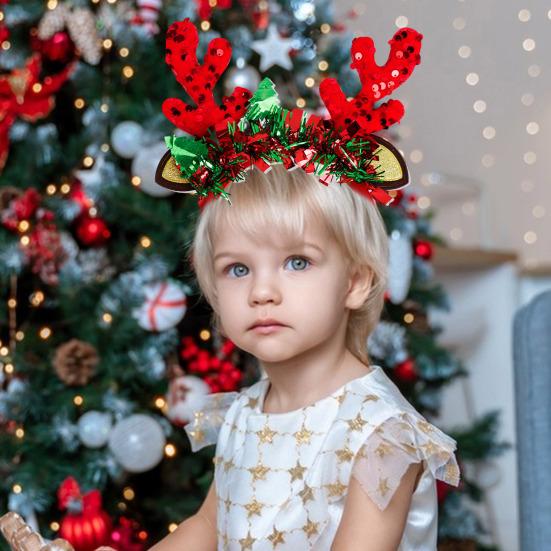 1/7 шт. Рождественская повязка на голову, праздничная шапка Санты, головные уборы из рогов оленя, рождественский костюм для вечеринки, обруч для волос, аксессуар для женщин, взрослых и детей