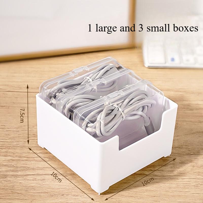 1 Set Data Cable Storage Box Home Phone Charger Separate Storage Box Desktop Cable Organizer Multifunctional Storage Organizer