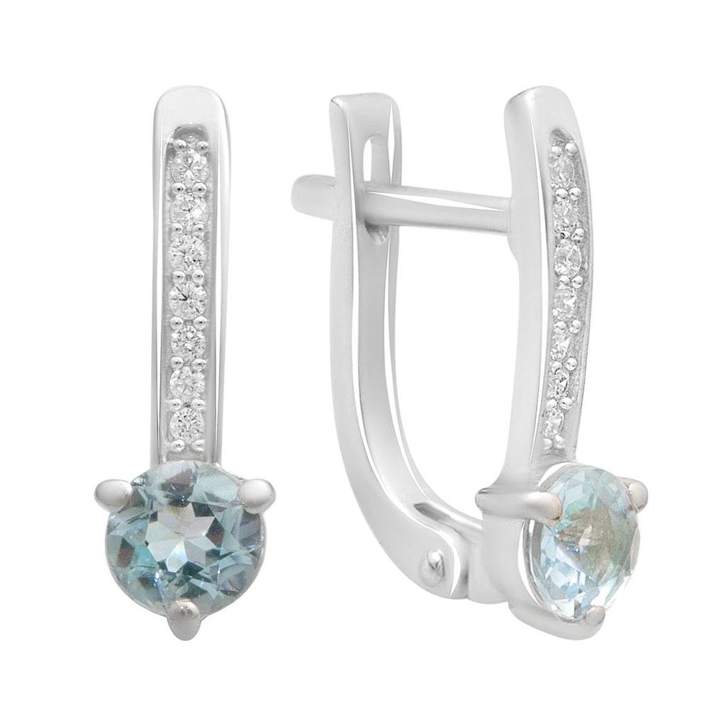 Серебряные серьги с натуральным топазом 1.211ct, фианитами (2194552)