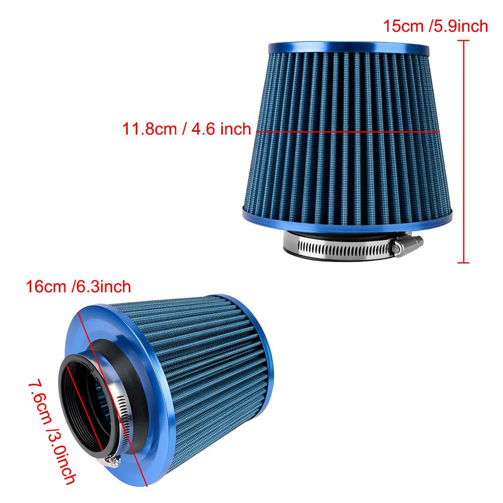 3-дюймовый автомобильный воздушный фильтр, вентиляционный фильтр, комплект для впуска воздуха с высоким расходом, сетчатый конус, 76 мм, защита двигателя, сменные автомобильные аксессуары, универсальные